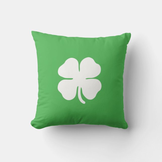 White Clover Leaf Pillow Kussen (Voorkant)