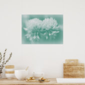 White CLover Wildflower in Aqua Poster (Keuken)
