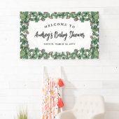 White Clovers Gender Neutral Baby shower Welkom Spandoek (Insitu)