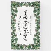 White Clovers Gender Neutral Baby shower Welkom Spandoek (Verticaal)