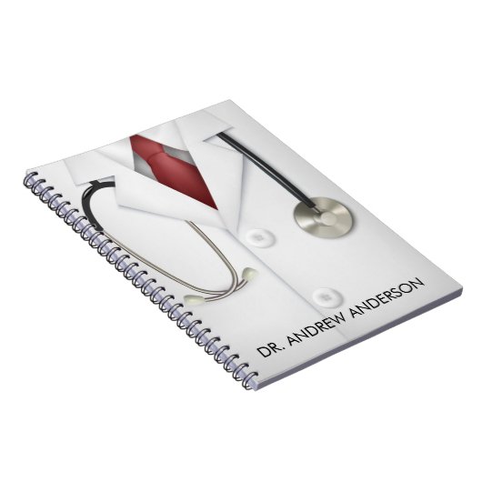 White Coat and Stethoscope Doctor, gepersonaliseer Notitieboek (Rechterzijde)