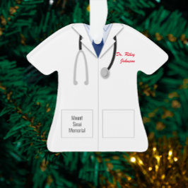 White Coat Blue Shirt Doctor Professional Ornament