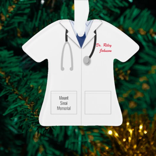 White Coat Blue Shirt Doctor Professional Ornament