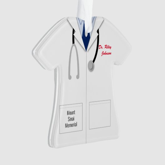 White Coat Blue Shirt Doctor Professional Ornament (voorkant)