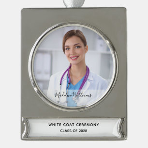 White Coat Cememony Medical Foto Verzilverd Banner Ornament