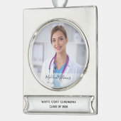White Coat Cememony Medical Foto Verzilverd Banner Ornament (Links)