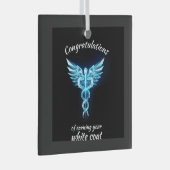 White Coat Ceremonie Kristal Medisch  Glas Ornament (Voorkant Rechts)