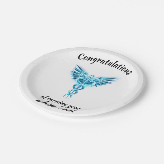 White Coat Ceremonie Kristal Medisch  Papieren Bordje (Gekanteld)