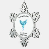 White Coat Ceremonie Kristal Medisch Tin Sneeuwvlok Ornament (Rechts)