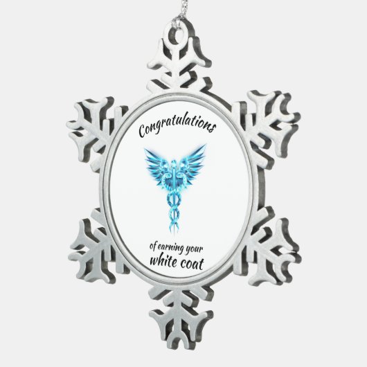 White Coat Ceremonie Kristal Medisch Tin Sneeuwvlok Ornament (Rechts)