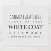 White Coat Ceremony Gefeliciteerd, klasse van 20XX Sparkling Wijnetiket (Enkel label)