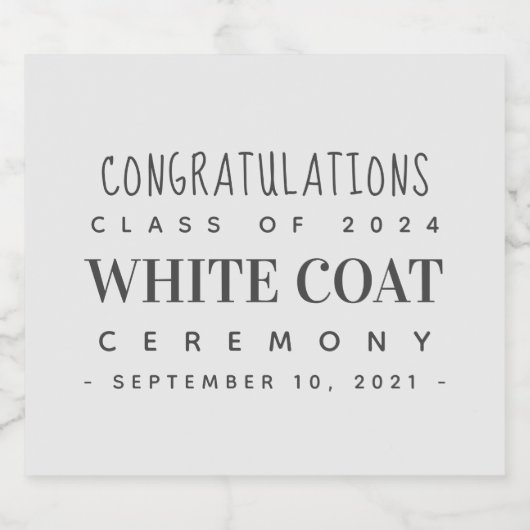 White Coat Ceremony Gefeliciteerd, klasse van 20XX Sparkling Wijnetiket (Enkel label)