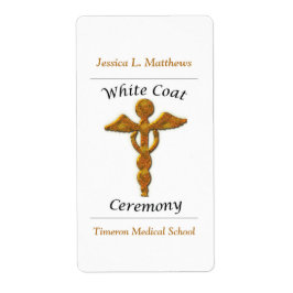 White Coat Ceremony Gold Medical, Custom Gift Etiket