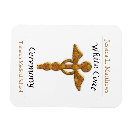 White Coat Ceremony Gold Medical, Custom Gift Magneet (Horizontaal)
