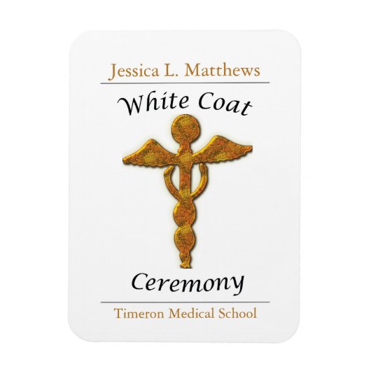 White Coat Ceremony Gold Medical, Custom Gift Magneet (Verticaal)