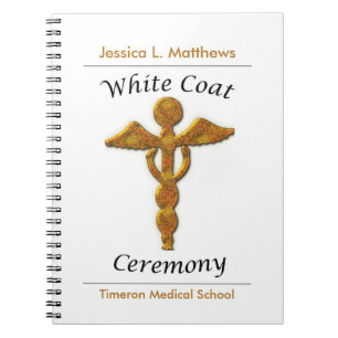 White Coat Ceremony Gold Medical, Custom Gift Notitieboek