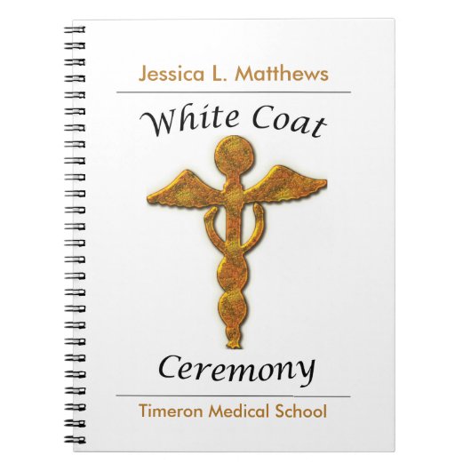 White Coat Ceremony Gold Medical, Custom Gift Notitieboek (Voorkant)