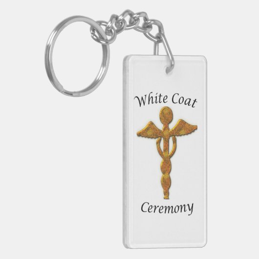 White Coat Ceremony Gold Medical, Custom Gift Sleutelhanger (Voorkant Links)