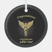 White Coat Ceremony Gold Medical Glas Ornament (Voorkant)