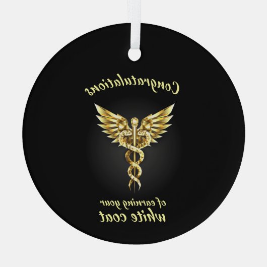 White Coat Ceremony Gold Medical Glas Ornament (Achterkant)