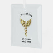 White Coat Ceremony Gold Medical Glas Ornament (Voorkant links)