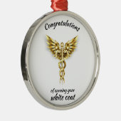 White Coat Ceremony Gold Medical Metalen Ornament (Rechts)