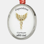 White Coat Ceremony Gold Medical Metalen Ornament (Links)