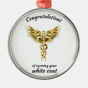 White Coat Ceremony Gold Medical Metalen Ornament