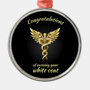 White Coat Ceremony Gold Medical Metalen Ornament