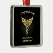 White Coat Ceremony Gold Medical Metalen Ornament (Rechts)