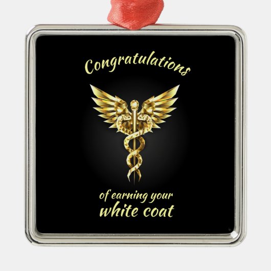 White Coat Ceremony Gold Medical Metalen Ornament (Voorkant)