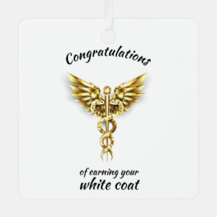 White Coat Ceremony Gold Medical Metalen Ornament