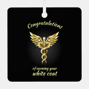 White Coat Ceremony Gold Medical Metalen Ornament
