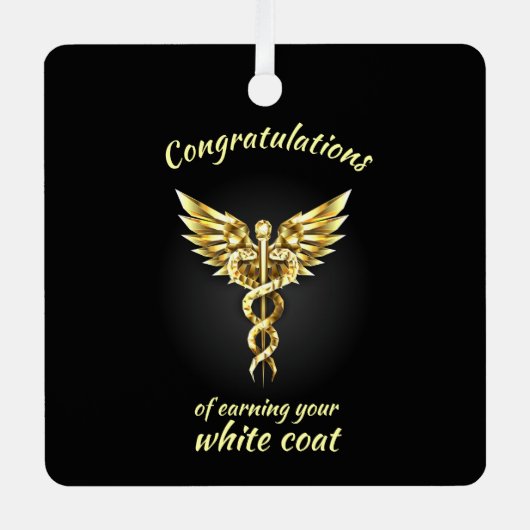 White Coat Ceremony Gold Medical Metalen Ornament (Voorkant)