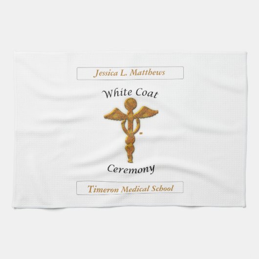 White Coat Ceremony Gold Medical, Pillow, Towel Theedoek (Horizontaal)