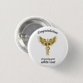 White Coat Ceremony Gold Medical Ronde Button 3,2 Cm (Voorkant /achterkant)