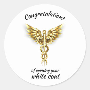 White Coat Ceremony Gold Medical Ronde Sticker