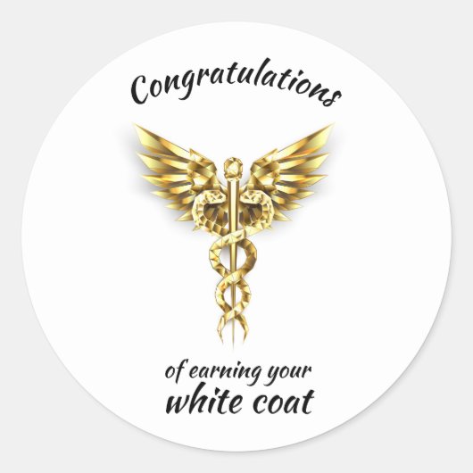 White Coat Ceremony Gold Medical Ronde Sticker (Voorkant)