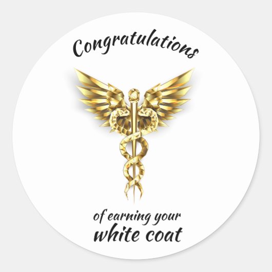 White Coat Ceremony Gold Medical Ronde Sticker (Voorkant)