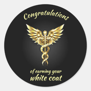 White Coat Ceremony Gold Medical Ronde Sticker
