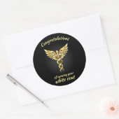 White Coat Ceremony Gold Medical Ronde Sticker (Envelop)
