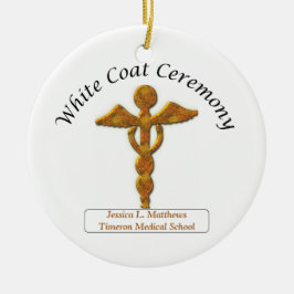 White Coat Ceremony Gold Medical, Round Gifts Keramisch Ornament