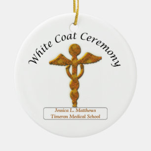 White Coat Ceremony Gold Medical, Round Gifts Keramisch Ornament