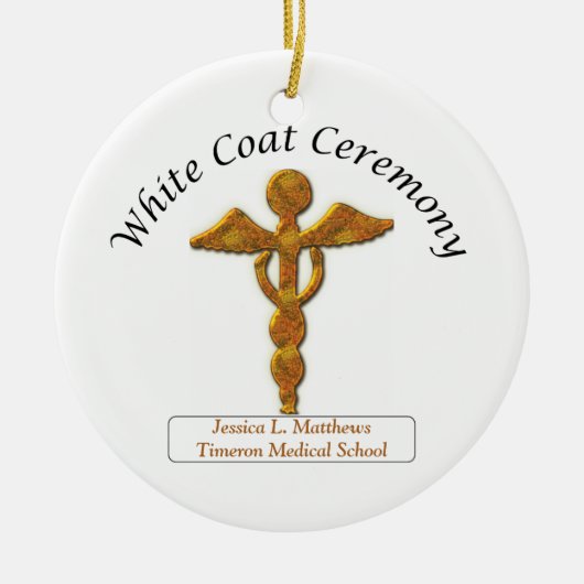 White Coat Ceremony Gold Medical, Round Gifts Keramisch Ornament (Voorkant)