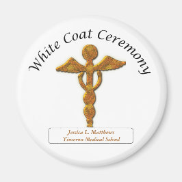White Coat Ceremony Gold Medical, Round Gifts Magneet