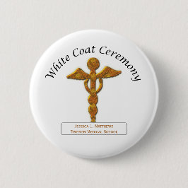 White Coat Ceremony Gold Medical, Round Gifts Ronde Button 5,7 Cm