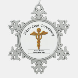 White Coat Ceremony Gold Medical, Round Gifts Tin Sneeuwvlok Ornament