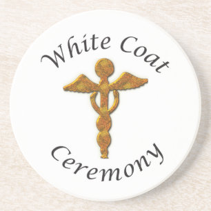 White Coat Ceremony Gold Medical, Round Gifts Zandsteen Onderzetter