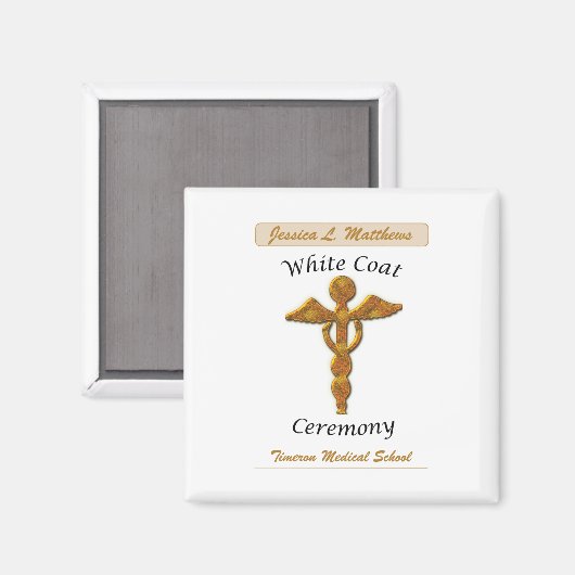 White Coat Ceremony Gold Medical, Square Gift Item Magneet (Voorkant / Achterkant)