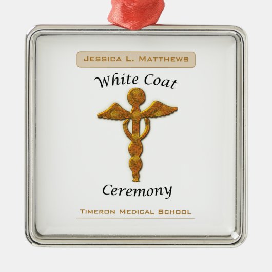 White Coat Ceremony Gold Medical, Square Gift Item Metalen Ornament (Voorkant)